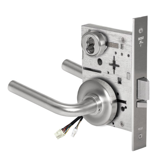 BEST 45HW7DEU12R626RQE Fail Secure 24V Electrified Mortise Lock 12 Lever R Rose Request to Exit Satin Chrome