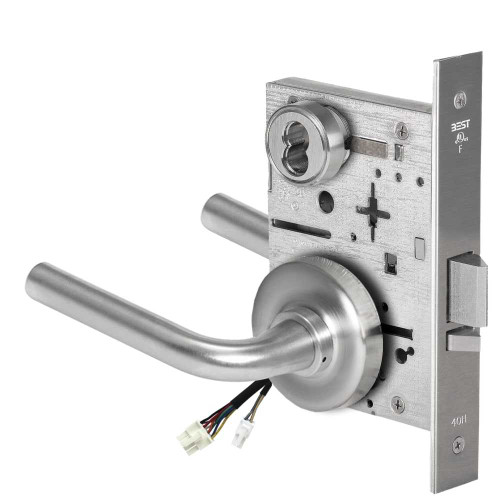 BEST 45HW7DEU12R626RQE Fail Secure 24V Electrified Mortise Lock 12 Lever R Rose Request to Exit Satin Chrome 45HW7DEU12R626RQE