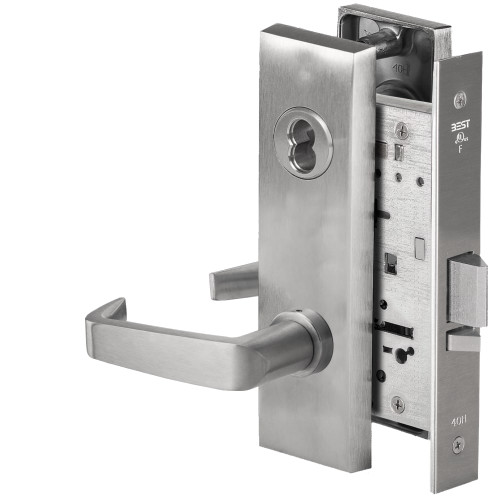 BEST 45HW7DEU15M626 Fail Secure 24V Electrified Mortise Lock 15 Lever M Escutcheon Satin Chrome