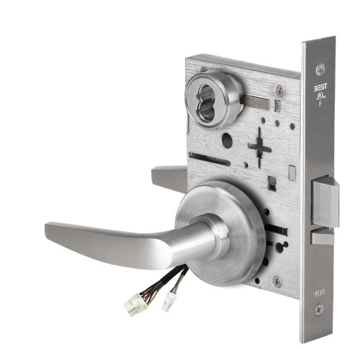 BEST 45HW7DEU16H626RQE Fail Secure 24V Electrified Mortise Lock 16 Lever H Rose Request to Exit Satin Chrome