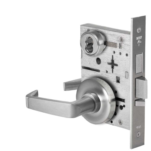 BEST 45HW7TDEU15R626RQEDS Fail Secure 24V With Deadbolt Electrified Mortise Lock 15 Lever R Rose Request to Exit Satin Chrome 45HW7TDEU15R626RQEDS