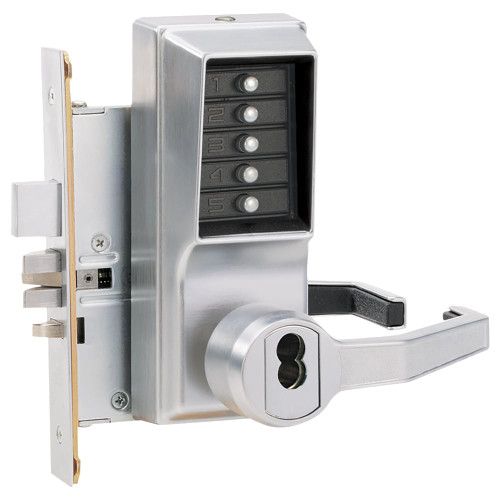 Kaba Simplex RR8148M-26D-41 Mortise Combination Lever Lock Key Override Passage Lockout with Deadbolt Medeco/Yale/ASSA/Abloy LFIC Prep Less Core Satin Chrome