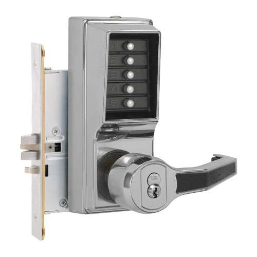 Kaba Simplex R8146B-026-41 Mortise Combination Lever Lock Key Override Passage Lockout 6/7-Pin SFIC Prep Less Core Bright Chrome