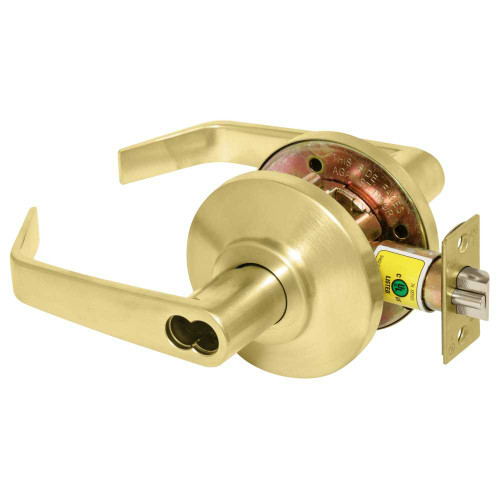 BEST 7KC37R15DS3606 Grade 2 Classroom Cylindrical Lock 15 Lever SFIC Less Core Satin Brass Finish Non-handed 7KC37R15DS3606