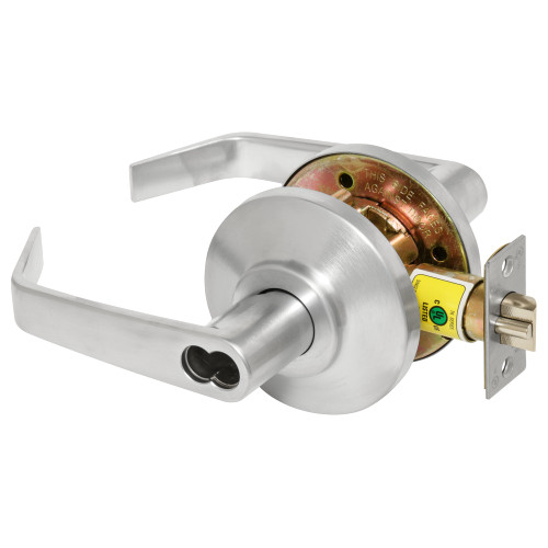 BEST 7KC37R15DSTK626 Grade 2 Classroom Cylindrical Lock 15 Lever SFIC Less Core Satin Chrome Finish Non-handed