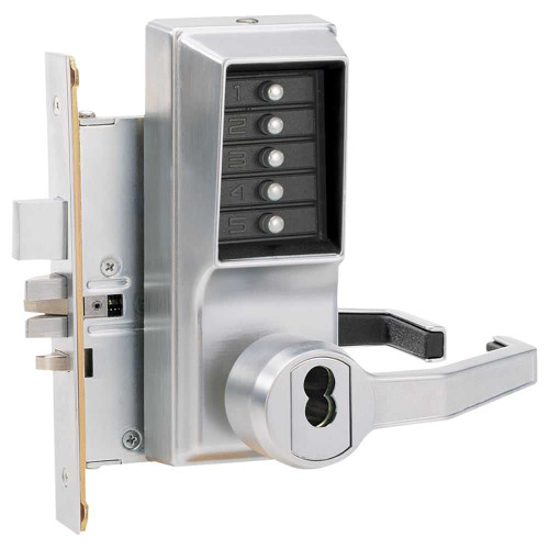 Kaba Simplex R8148B-26D-41 Mortise Combination Lever Lock Key Override Passage Lockout with Deadbolt 6/7-Pin SFIC Prep Less Core Satin Chrome R8148B-26D-41
