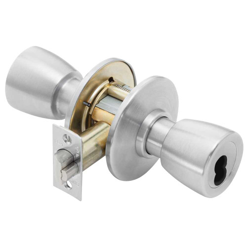 BEST 8K37AB6AS3626 Grade 1 Entrance Cylindrical Lock 6 Knob SFIC Less Core Satin Chrome Finish Non-handed 8K37AB6AS3626