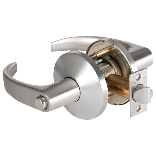 BEST 9K30L14LS3626 Grade 1 Privacy Cylindrical Lock 14 Lever L Rose Non-Keyed Satin Chrome Finish 4-7/8 ANSI Strike Non-handed
