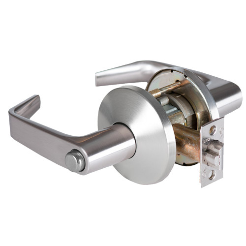 BEST 9K30L15LS3626 Grade 1 Privacy Cylindrical Lock 15 Lever L Rose Non-Keyed Satin Chrome Finish 4-7/8 ANSI Strike Non-handed