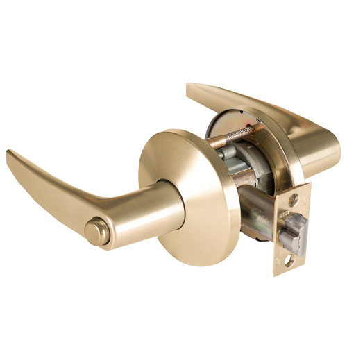 BEST 9K30L16LS3606 Grade 1 Privacy Cylindrical Lock 16 Lever L Rose Non-Keyed Satin Brass Finish 4-7/8 ANSI Strike Non-handed