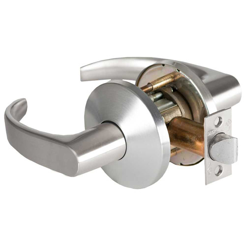BEST 9K30N14LS3626 Grade 1 Passage Cylindrical Lock 14 Lever L Rose Non-Keyed Satin Chrome Finish 4-7/8 ANSI Strike Non-handed 9K30N14LS3626