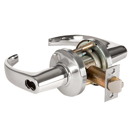 BEST 9K37AB14CS3625 Grade 1 Entrance Cylindrical Lock 14 Lever C Rose SFIC Less Core Bright Chrome Finish 4-7/8 ANSI Strike Non-handed 9K37AB14CS3625