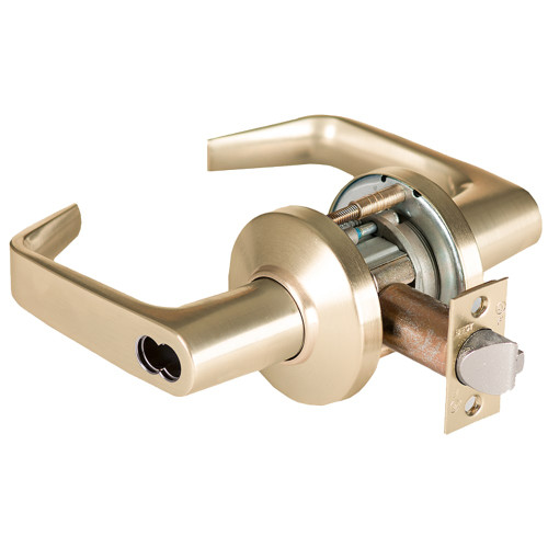 BEST 9K37AB15CSTK606 Grade 1 Entrance Cylindrical Lock 15 Lever C Rose SFIC Less Core Satin Brass Finish 2-3/4 ANSI Strike Non-handed
