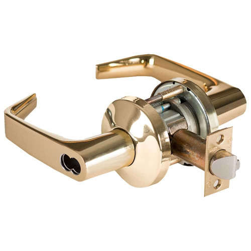BEST 9K37B15KS3605 Grade 1 Office Cylindrical Lock 15 Lever K Rose SFIC Less Core Bright Brass Finish 4-7/8 ANSI Strike Non-handed 9K37B15KS3605