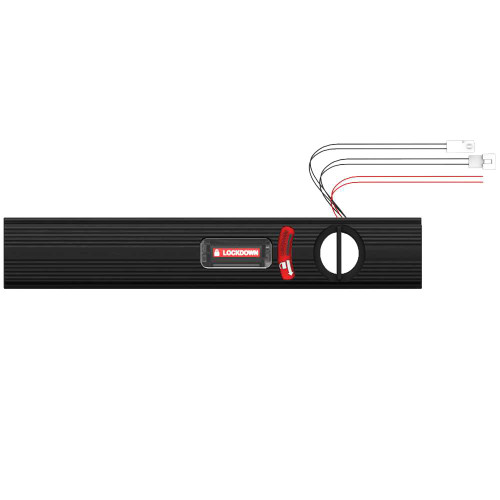 Von Duprin 967240 315 Emergency Secure Lockdown Kit for Von Duprin 33A QEL 36 Exit Devices Visual Indicator Red with White Icon and LOCKDOWN Text Black Anodized Aluminum Finish Field Reversible 967240 315