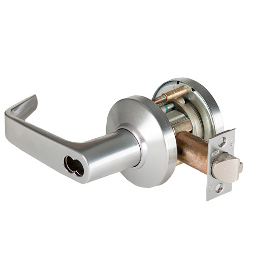 BEST 9K37DZ15CS3626 Grade 1 Closet/Storeroom Cylindrical Lock 15 Lever C Rose SFIC Less Core Satin Chrome Finish 4-7/8 ANSI Strike Non-handed