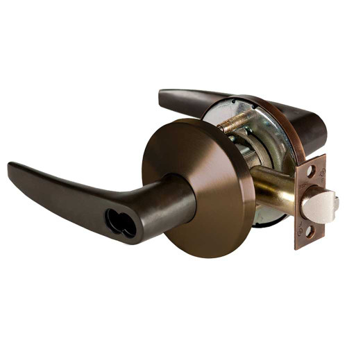 BEST 9K37R16LS3613 Grade 1 Classroom Cylindrical Lock 16 Lever L Rose SFIC Less Core Oil-Rubbed Bronze Finish 4-7/8 ANSI Strike Non-handed 9K37R16LS3613