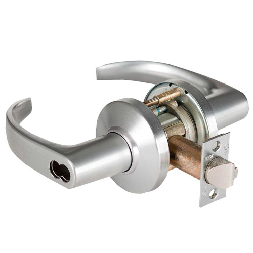BEST 9K37T14CSTK626 Grade 1 Dormitory Cylindrical Lock 14 Lever C Rose SFIC Less Core Satin Chrome Finish 2-3/4 ANSI Strike Non-handed 9K37T14CSTK626