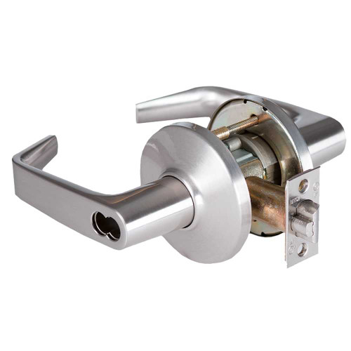 BEST 9K37T15DSTK626 Grade 1 Dormitory Cylindrical Lock 15 Lever D Rose SFIC Less Core Satin Chrome Finish 2-3/4 ANSI Strike Non-handed 9K37T15DSTK626