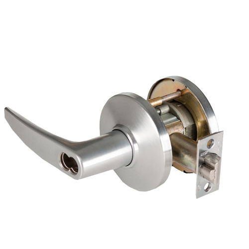 BEST 9K37YD16DS3626 Grade 1 Exit Cylindrical Lock 16 Lever D Rose SFIC Less Core Satin Chrome Finish 4-7/8 ANSI Strike Non-handed