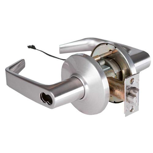 BEST 9KW57DEU15DS3626RQE Grade 1 Electric Cylindrical Lock Electronically Unlocked 5 Backset Fail Secure 24VDC 15D Design Request to Exit Satin Chrome 9KW57DEU15DS3626RQE