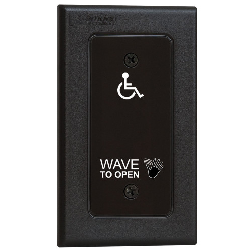 Camden CM-324/42N SureWave CM-324 Series Touchless Switch 1 to 30 Range 1 Relay Narrow Hand Icon/'Wave to Open' Text/Wheelchair Symbol Faceplate Black Finish
