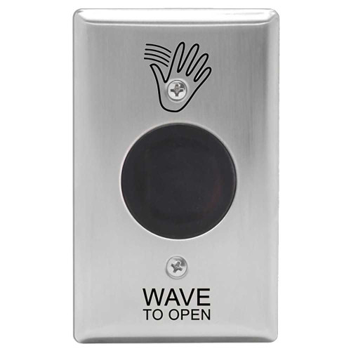 Camden CM-325/41S SureWave CM-325 Series Touchless Switch 2 to 18 Range 1 Relay Single Gang Stainless Steel Hand Icon/'Wave to Open' Text Faceplate Stainless Steel Finish CM-325/41S