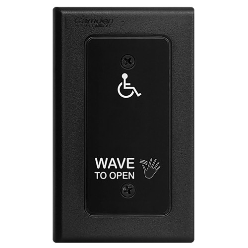 Camden CM-325/42 SureWave CM-325 Series Touchless Switch 2 to 18 Range 1 Relay Single Gang Hand Icon/'Wave to Open' Text/Wheelchair Symbol Faceplate Black Finish