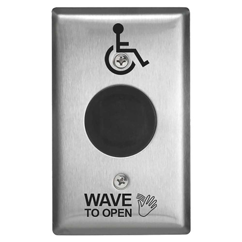 Camden CM-325/42S SureWave CM-325 Series Touchless Switch 2 to 18 Range 1 Relay Single Gang Stainless Steel Hand Icon/'Wave to Open' Text/Wheelchair Symbol Faceplate Stainless Steel Finish CM-325/42S