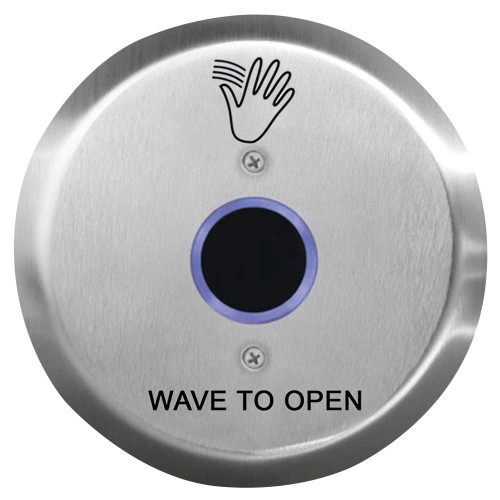 Camden CM-331/41R-SGLR SureWave CM-331 Series Touchless Switch 1 to 28 Range 1 Relay Round 6 Stainless Steel Hand Icon/'Wave to Open' Text Faceplate Includes 1 Tri-Color Light Ring Black Finish CM-331/41R-SGLR