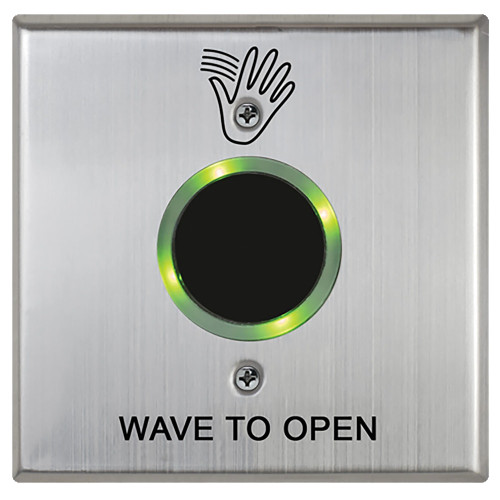 Camden CM-331/41SW-SGLR SureWave CM-331 Series Touchless Switch 1 to 28 Range 1 Relay Double Gang Stainless Steel Hand Icon/'Wave to Open' Text Faceplate Includes 1 Tri-Color Light Ring Stainless Steel Finish