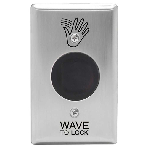 Camden CM-332/43S SureWave CM-332 Series Touchless Switch 1 to 28 Range 2 Relays Single Gang Stainless Steel Hand Icon/'Wave to Lock' Text Faceplate Stainless Steel Finish CM-332/43S