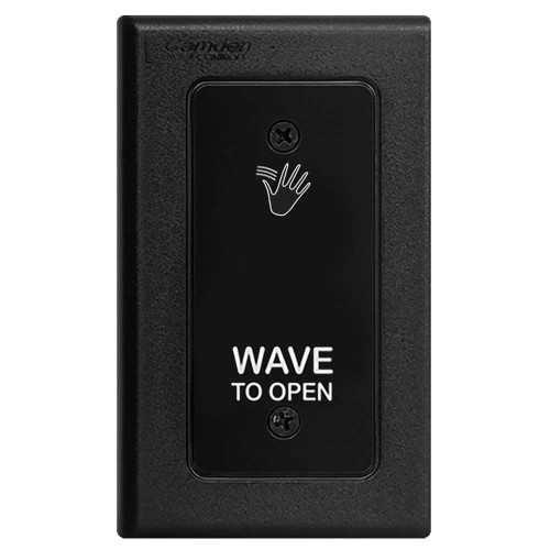 Camden CM-333/41 SureWave CM-333 Series Touchless Switch 1 to 12 Range 1 Relay Single Gang Hand Icon/'Wave to Open' Text Faceplate Includes 2 'AA' Alkaline Batteries Black Finish CM-333/41