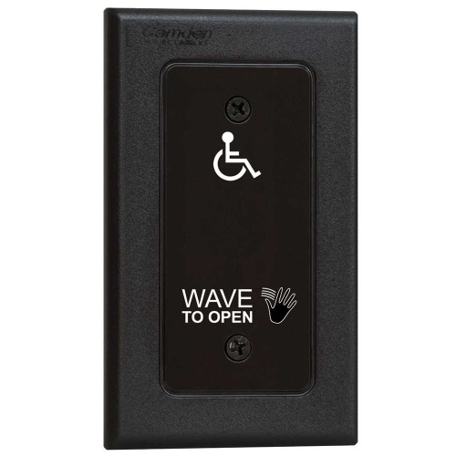 Camden CM-333/42N SureWave CM-333 Series Touchless Switch 1 to 12 Range 1 Relay Narrow Hand Icon/'Wave to Open' Text/Wheelchair Symbol Faceplate Includes 2 'AA' Alkaline Batteries Black Finish CM-333/42N