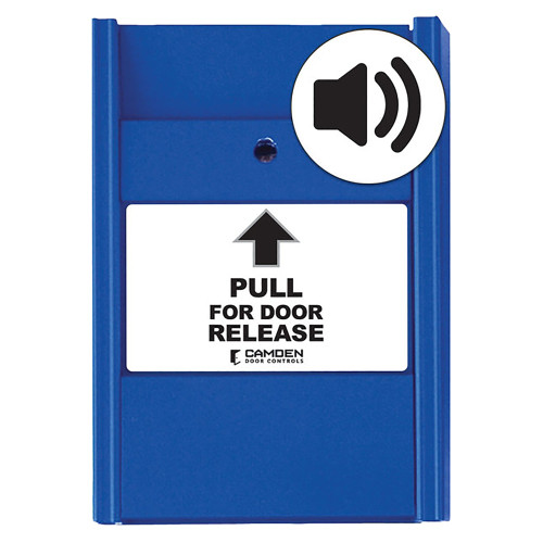 Camden CM-701SO Pull Station Local Alarm Sounder Single Gang Mount Includes 1 N/C Switch Multiple Labels Blue Finish