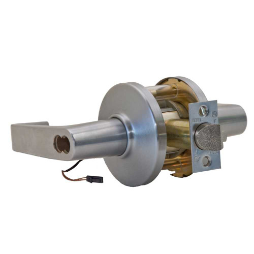 Command Access Technologies CL93DEU 15D 626 REX 12V Grade 1 Electric Cylindrical Lock Electronically Unlocked 2-3/4 Backset Fail Secure 12V 15D Design SFIC Prep Less Core Request to Exit Satin Chrome CL93DEU 15D 626 REX 12V