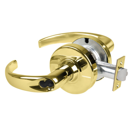 Schlage ND80BDEU SPA 605 Grade 1 Electrified Cylindrical Lock Storeroom Function 12-24V DC Fail Secure 2-3/4 Backset Sparta Lever SFIC Prep Bright Brass