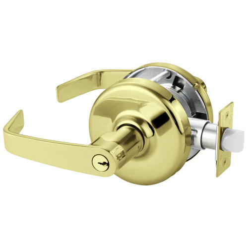 Corbin Russwin CL3555 NZD 605 Grade 1 Classroom Cylindrical Lock Newport Lever Conventional Cylinder Bright Brass Finish Non-handed CL3555 NZD 605