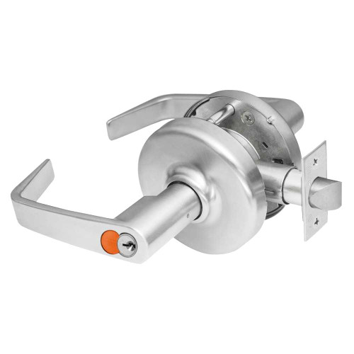 Corbin Russwin CL3855 NZD 626 CT7R Grade 2 Classroom Cylindrical Lock Newport Lever Corbin Russwin 7-Pin LFIC Red Construction Core Satin Chrome Finish Non-handed CL3855 NZD 626 CT7R