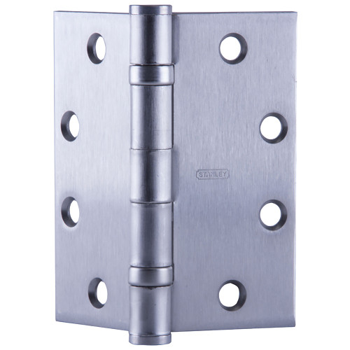Stanley CEFBB191-54 4-1/2X4-1/2 32D Five Knuckle Concealed Conductor Ball Bearing Architectural Hinge Standard Weight Square Corner Satin Stainless Steel
