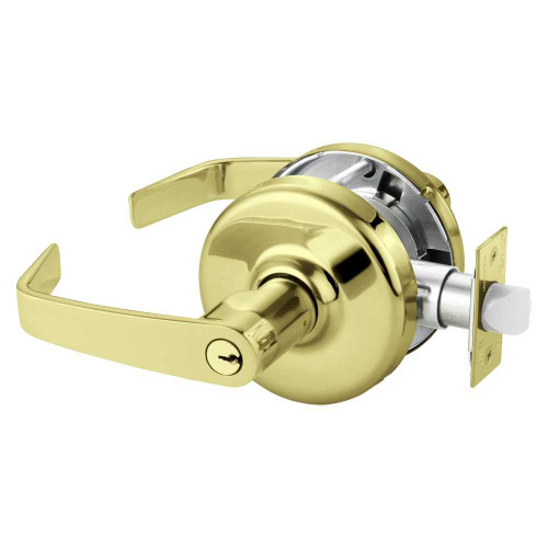 Corbin Russwin CL3857 NZD 605 Grade 2 Storeroom or Closet Cylindrical Lock Newport Lever Conventional Cylinder Bright Brass Finish Non-handed CL3857 NZD 605