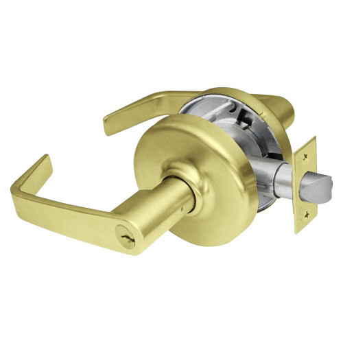 Corbin Russwin CL3857 NZD 606 Grade 2 Storeroom or Closet Cylindrical Lock Newport Lever Conventional Cylinder Satin Brass Finish Non-handed CL3857 NZD 606