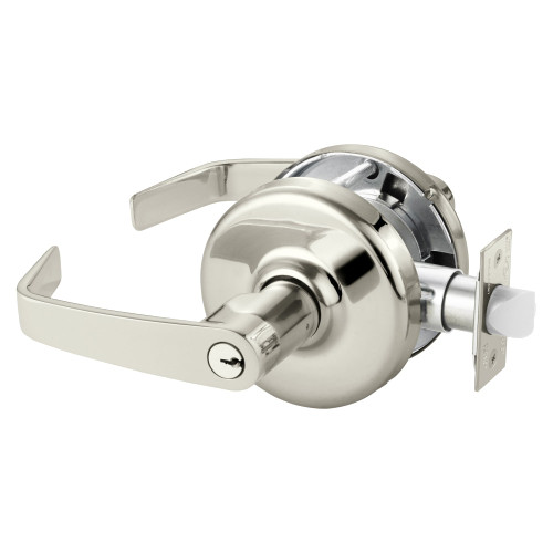 Corbin Russwin CL3857 NZD 618 Grade 2 Storeroom or Closet Cylindrical Lock Newport Lever Conventional Cylinder Bright Nickel Plated Clear Coated Finish Non-handed