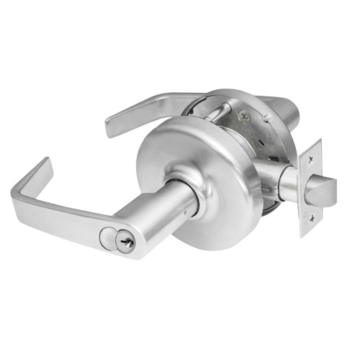 Corbin Russwin CL3857 NZD 626 C6 Grade 2 Storeroom or Closet Cylindrical Lock Newport Lever Corbin Russwin 6-Pin LFIC Core Satin Chrome Finish Non-handed