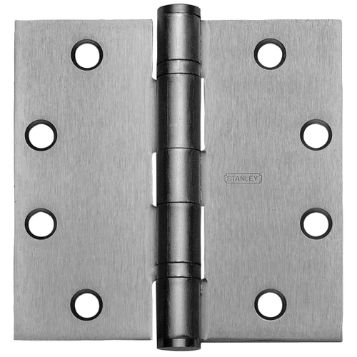Stanley FBB179 5X4-1/2 26D Five Knuckle Ball Bearing Architectural Hinge Steel Full Mortise Standard Weight 5 by 4-1/2 Square Corner Satin Chrome FBB179 5X4-1/2 26D