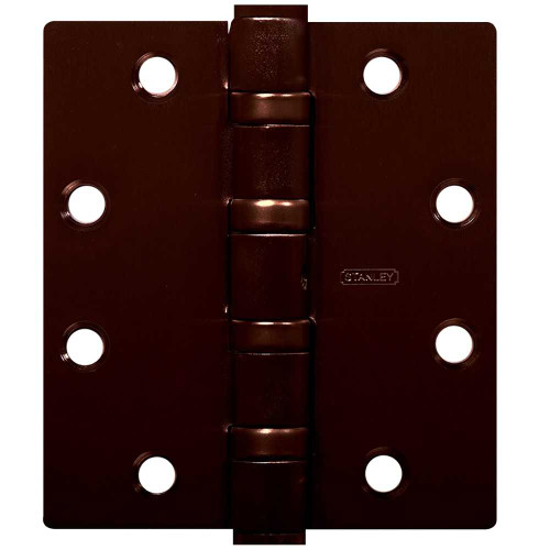 Stanley FBB168 5X5 10B Five Knuckle Ball Bearing Architectural Hinge Steel Full Mortise Heavy Weight 5 by 5 Square Corner Dark Oxidized Satin Bronze Oil Rubbed FBB168 5X5 10B