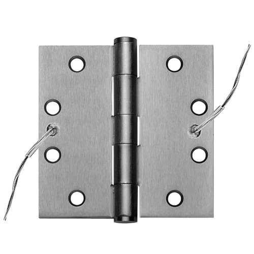 Stanley CECB179-54 4-1/2X4-1/2 26D Five Knuckle Concealed Conductor Architectural Hinge Steel Full Mortise Standard Weight 4-1/2 by 4-1/2 Square Corner 4-Wire Satin Chrome