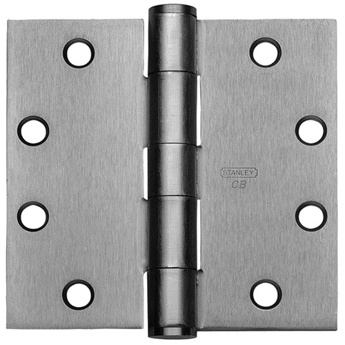 Stanley CB1901R 4-1/2X4-1/2 26D Three Knuckle Concealed Bearing Architectural Hinge Steel Full Mortise Heavy Weight 4-1/2 by 4-1/2 Square Corner Removable Pin Satin Chrome