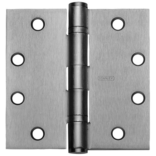 Stanley FBB191 4-1/2X4-1/2 26D Five Knuckle Ball Bearing Architectural Hinge Brass Bronze or Stainless Steel Full Mortise Standard Weight 4-1/2 by 4-1/2 Square Corner Satin Chrome