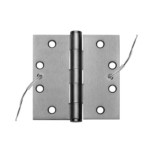 Stanley CECB168-18 5X4-1/2 26D Five Knuckle Concealed Conductor Architectural Hinge Steel Full Mortise Heavy Weight 5 by 4-1/2 Square Corner 8-Wire Satin Chrome